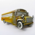 Пряжка на ремень "Школьный автобус", желтая.